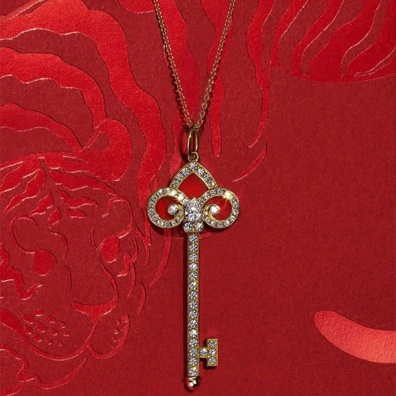 Full Diamond Key Necklace-925 Silver