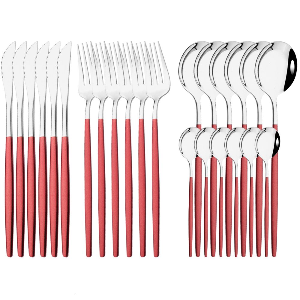 24pcs Red Silver