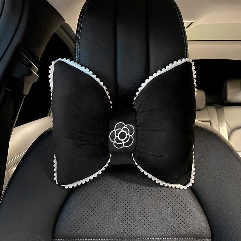 New Cute Flower Soft Plush Bowknot Car Seat Headrest Neck Pillow Velvet  Head Rest Cushion Waist Pillows Car Accessories Interior From Skywhite,  $5.92