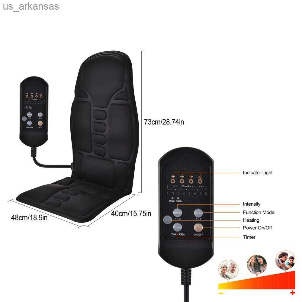 Electric Heating Vibrating Back Massager Portable Massaging Chair Cussion  Seat Pad For Car Home Office Lumbar Neck Mattress