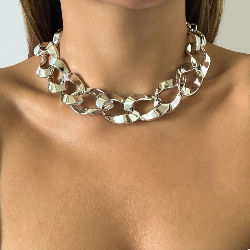 Chains Hip Hop Gold Color Thick Irregular Collar Necklace For Men 2023 Personalized Punk Style Simple Women's Fashion_voghion.com