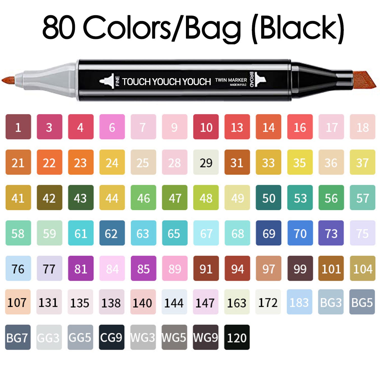 80 färger-svart