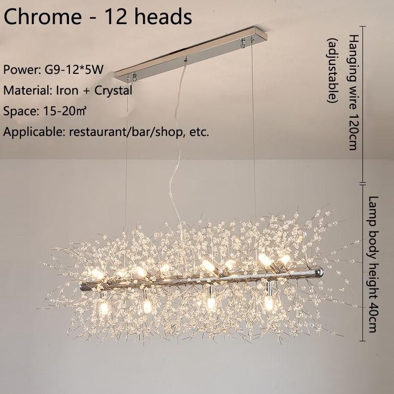 Chrome - 12 heads Length 70cm Warm light