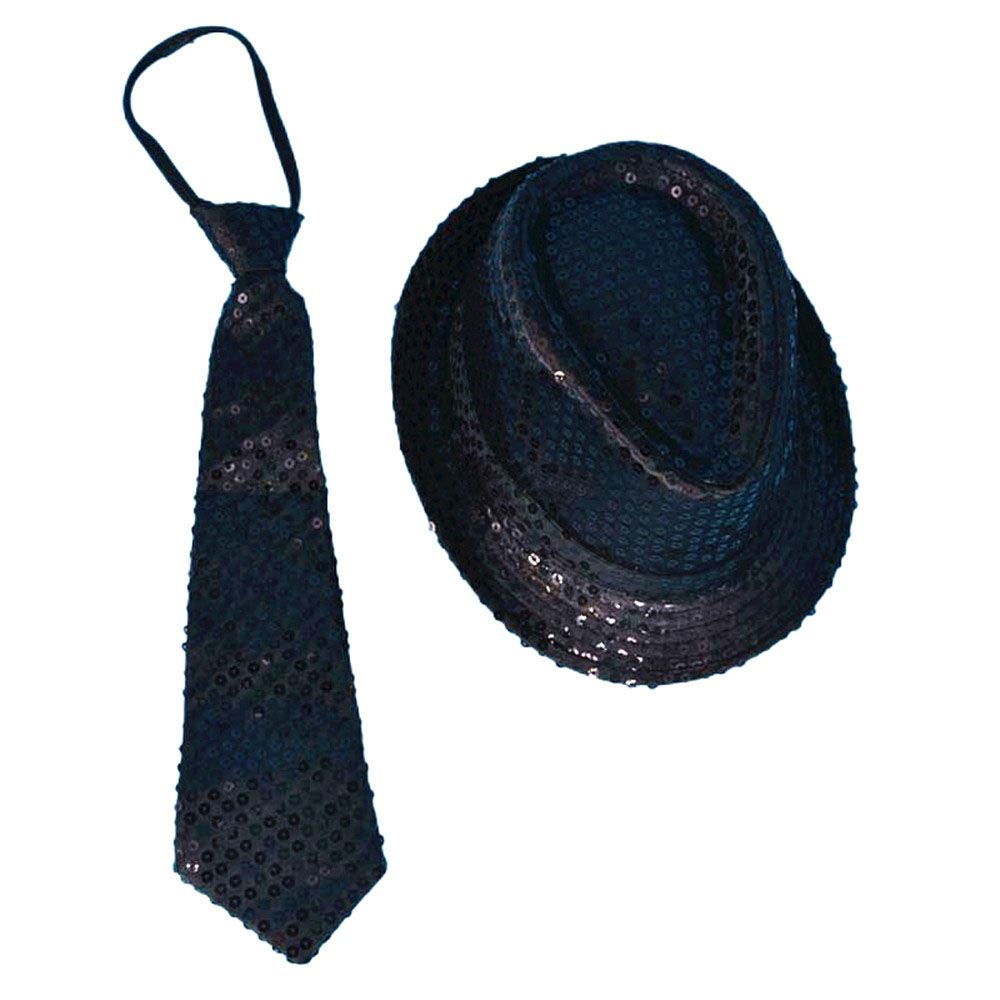 zwarte hoed en stropdas