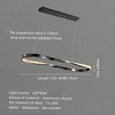 Length 120cm Black lamp body Warm light