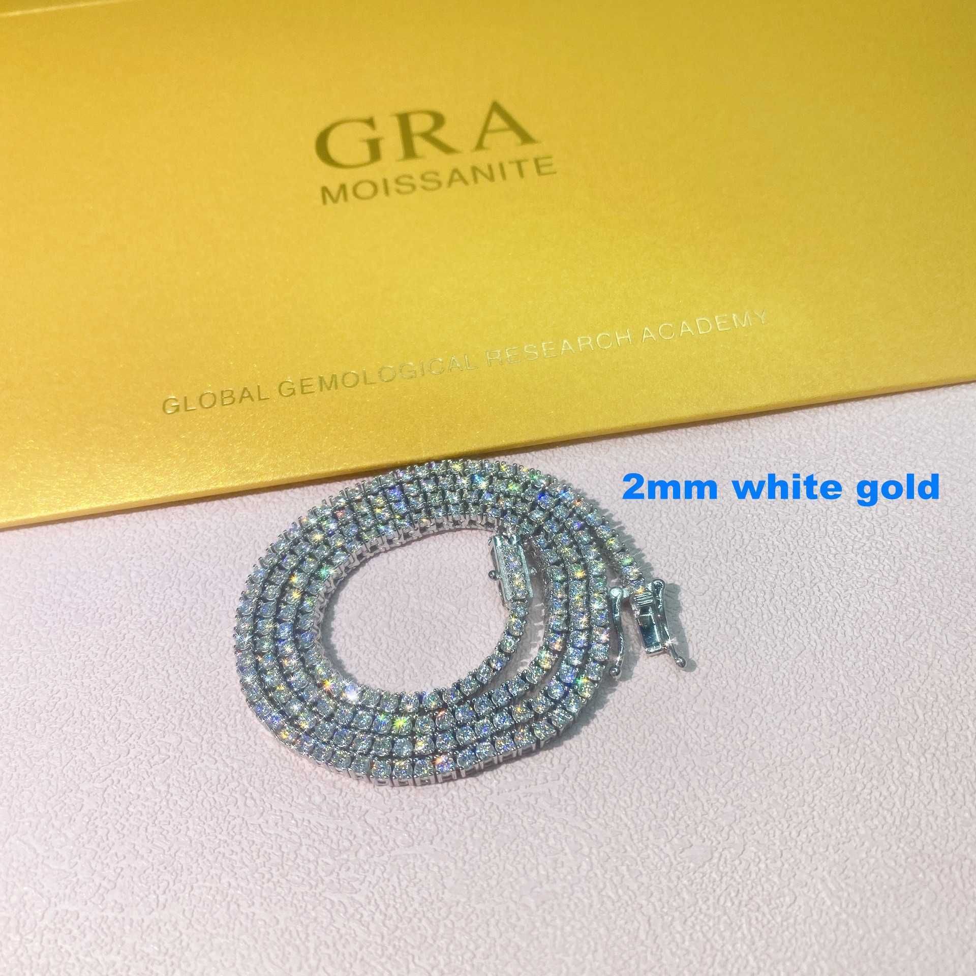 2 mm-white Gold-moissanite-6,5 pouces (BR