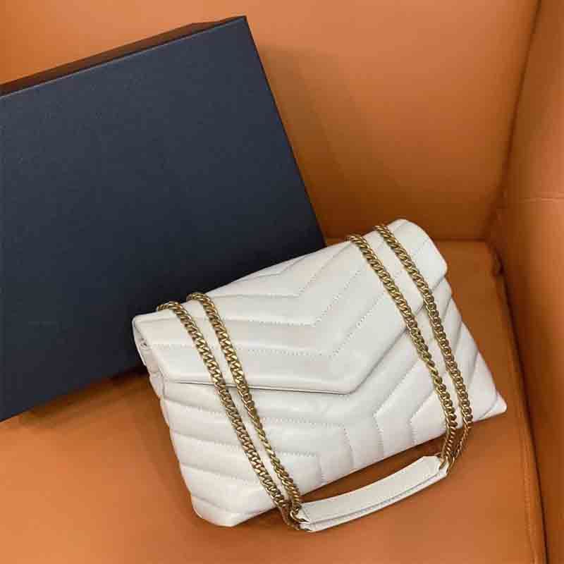 25cm-Gold chain - White bag