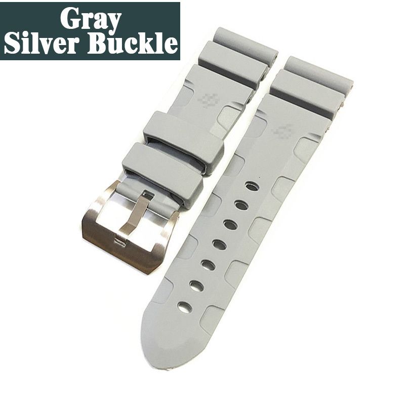 Grå-Silver Buckle-24mm