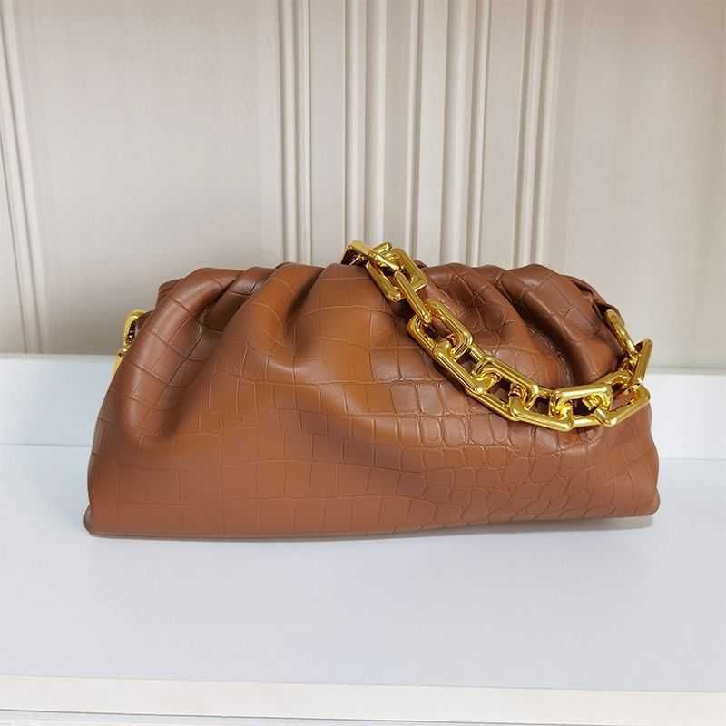 crocodile brown gold chain leather