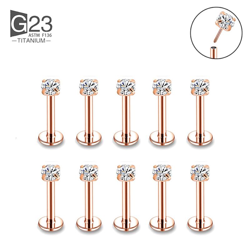 10pcs Rose Gold-20G 0.8x6x4x3mm