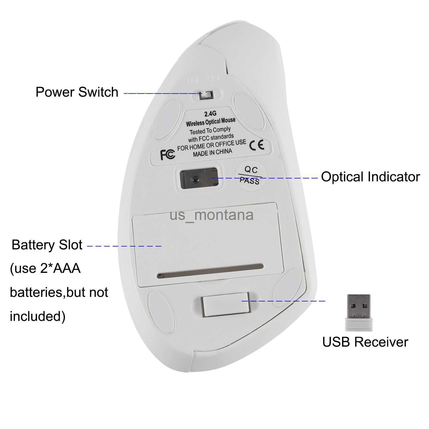 Souris ergonomique rechargeable 2.4G sans fil 6 boutons verticaux 1600dpi  réglable Ordinateur portable PC Souris à batterie en or(Or)