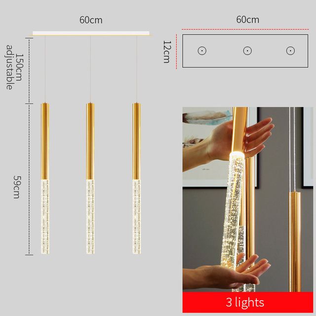 L60cm 3light altın gövde sıcak ışık