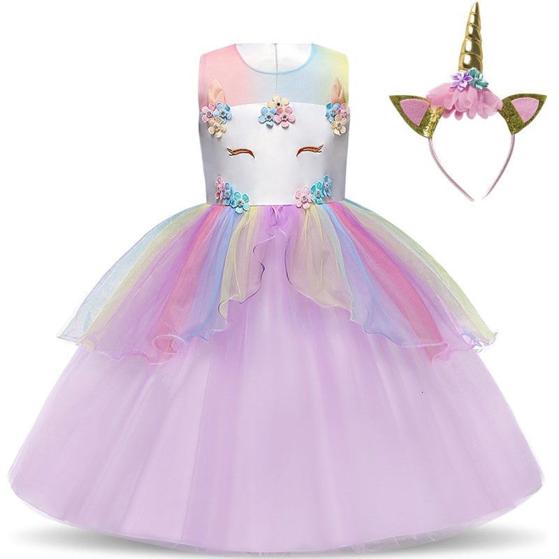 Vestido de verão unicórnio para bebês, lantejoulas arco-íris, vestido de  princesa bonito, presente de aniversário