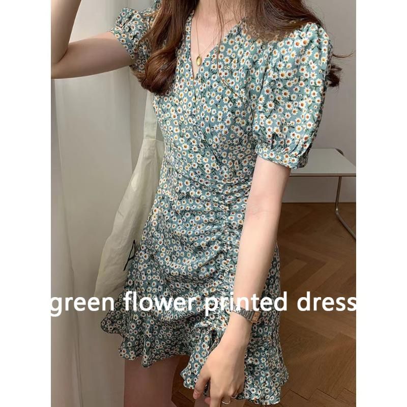 robe de fleur verte