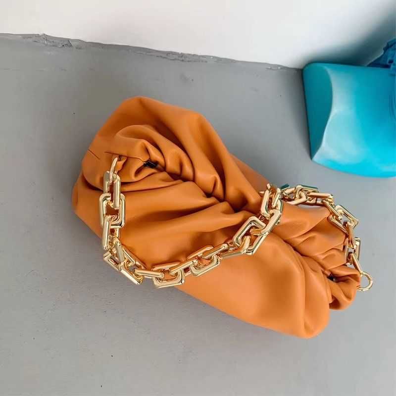 orange leather shoulder strap