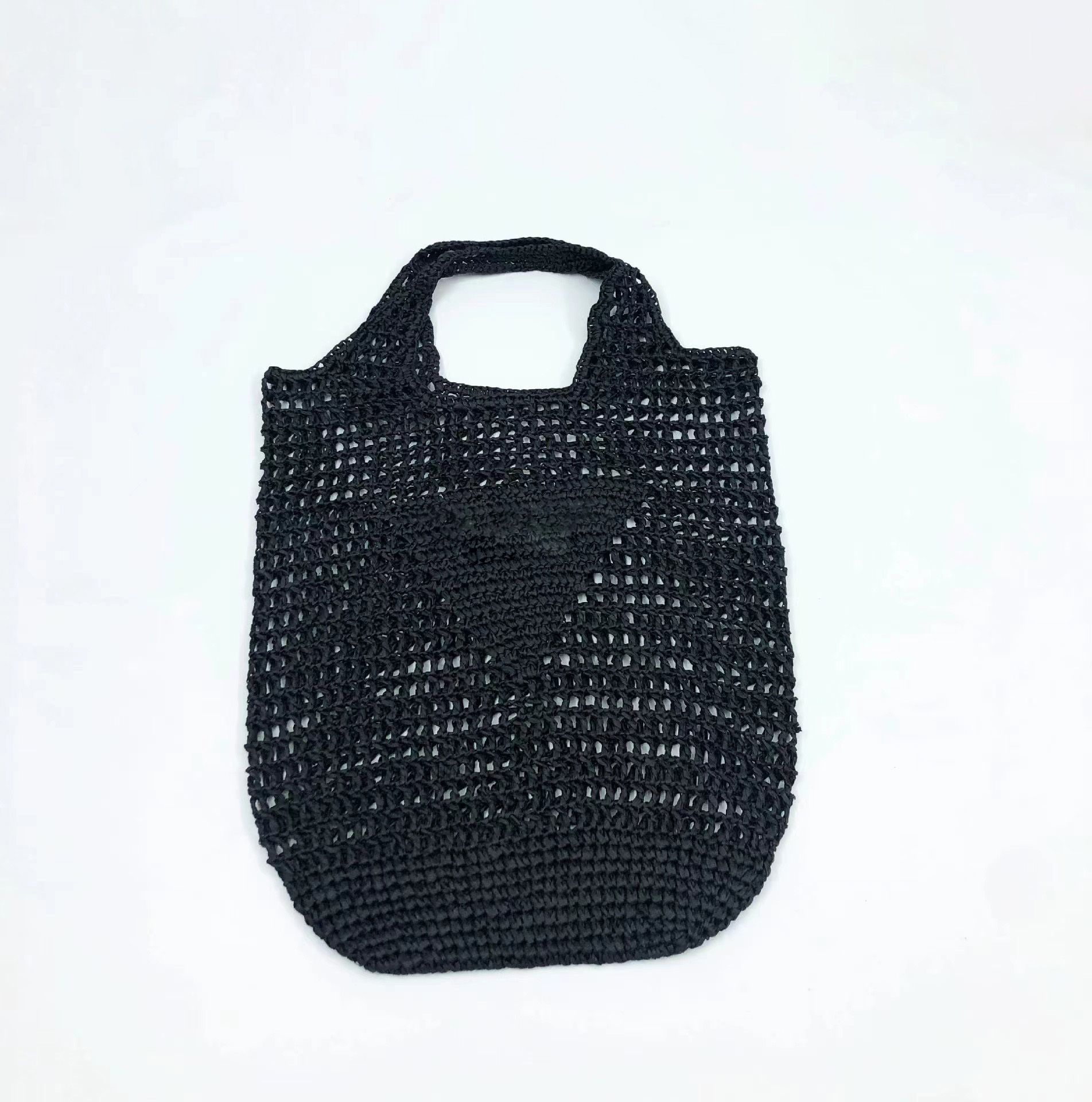 borsa tote in rafia nera