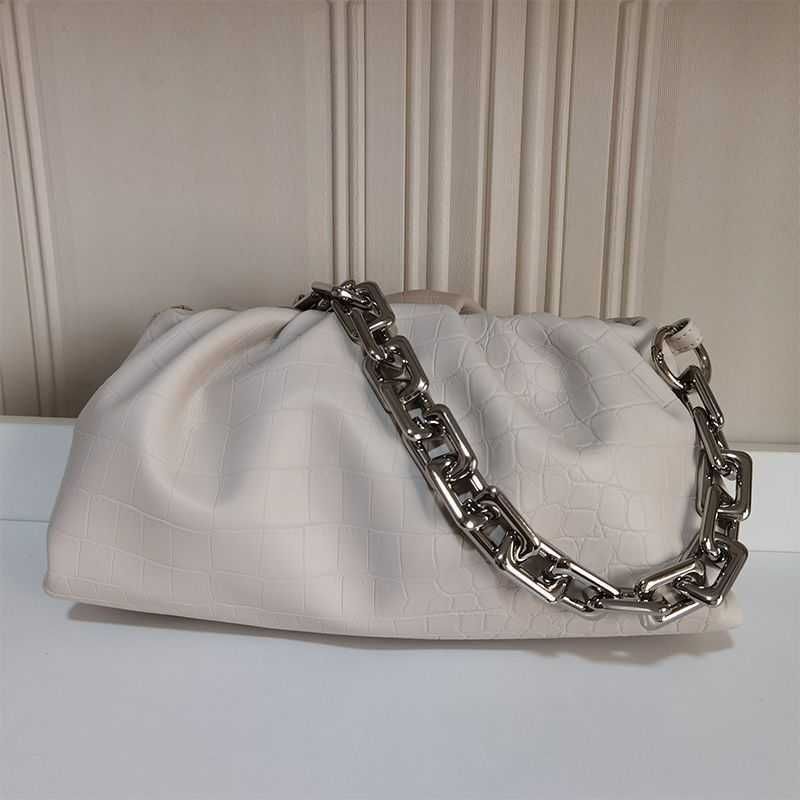 crocodile pattern white silver chain