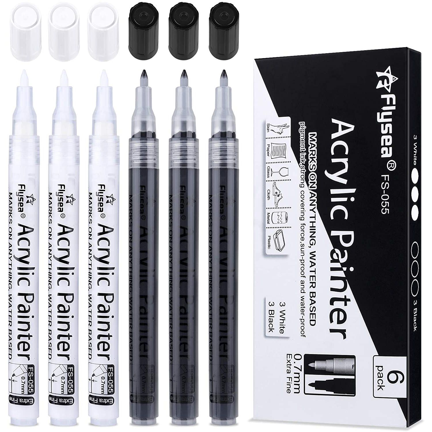 0.7mm 3 Black 3white