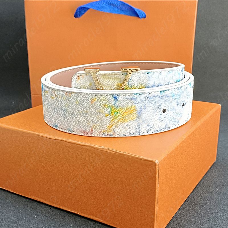 Luxury Graffiti Cowskin V Belt For Men And Women Gold Smooth Buckle, 3.8cm  Width Perfect For Summer Vacation Designer Fashion Accessory From  Miracle1972, $17