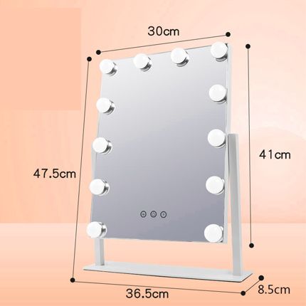 Miroir de courtoisie avec 12 ampoules (blanc)