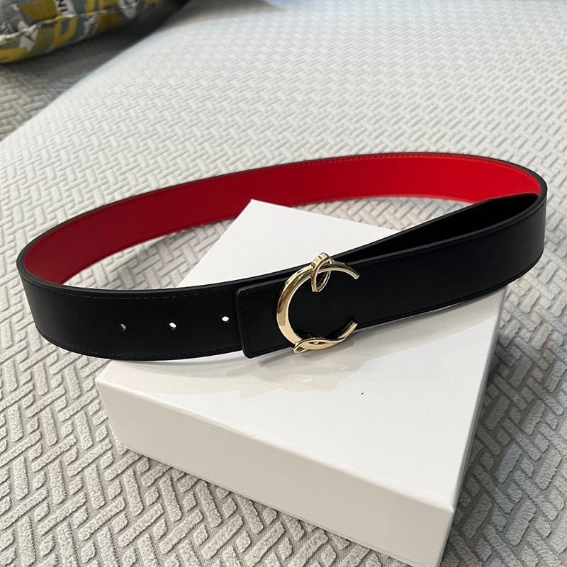 1# Gold buckle black red double belt