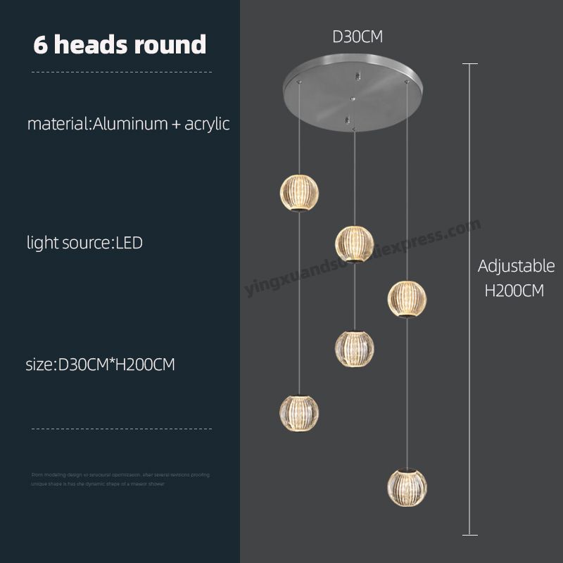 6 têtes de lumière blanche ronde