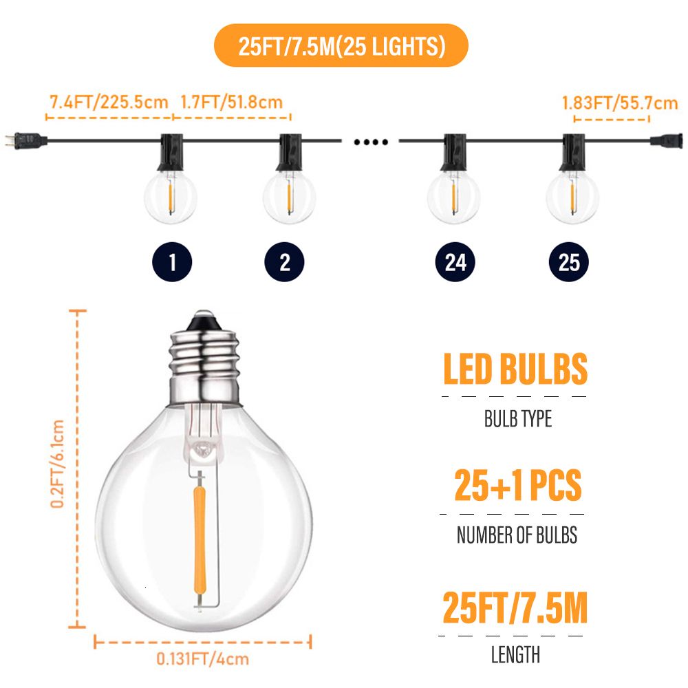 LED-7,5M-25 światła-UK Plug-220V