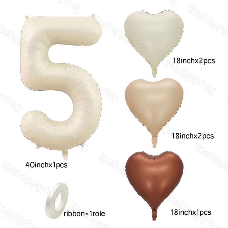 7pcs Cream number 5 40inch number