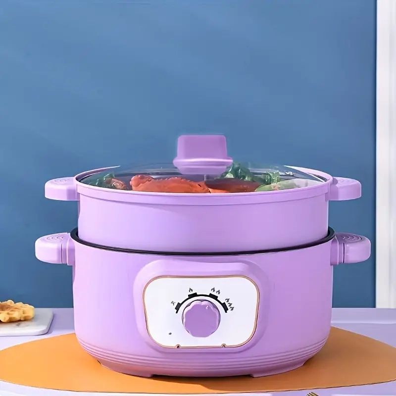 Us Plug Electric Cooker, Long Handle Cooker With Steamer, Multi