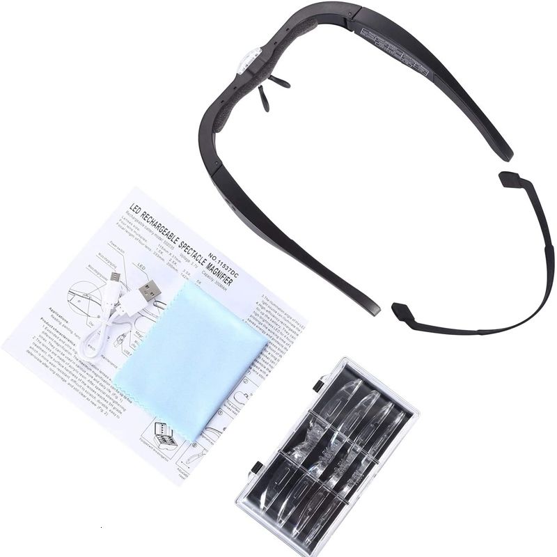 NO.11537DC 1.5X 2.5X 3.5X 5X Rechargeable Head Wearing Magnifying Glasses  with LED