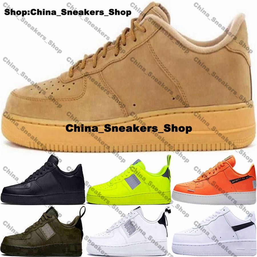 Mens Sneakers AF1s Shoes Casual Size 12 AirForce 1 Utility Women Designer Trainers Eur 46 Us 12 Forces One Low Yellow Red Air Us12 Fashion White