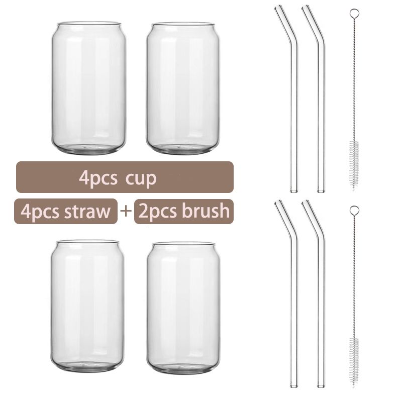 4pcs cups with straw