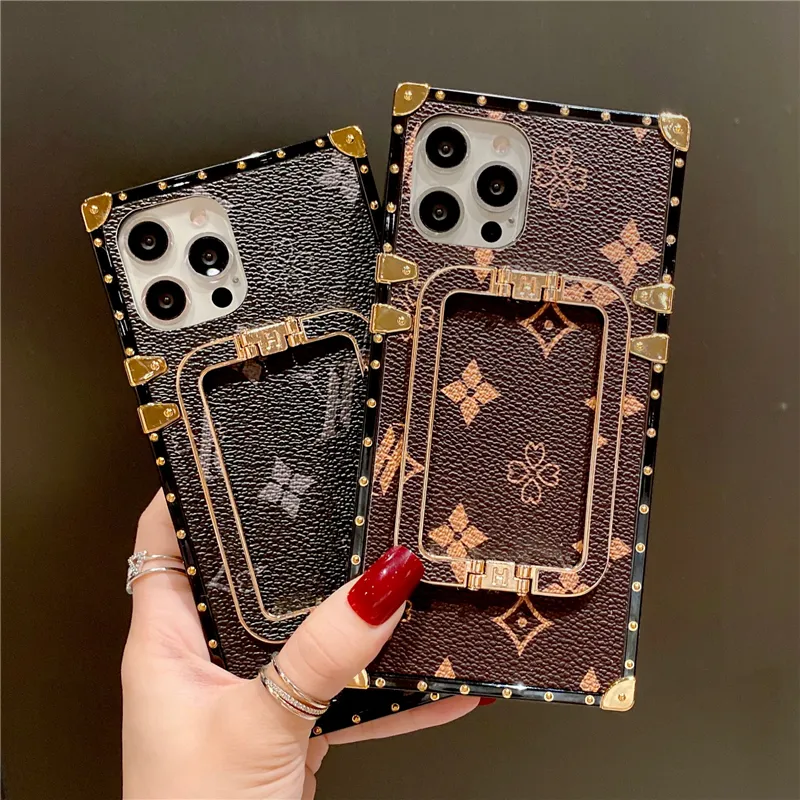 Luxurious Geometric Square Leather Mobile Phone Case For IPhone 13