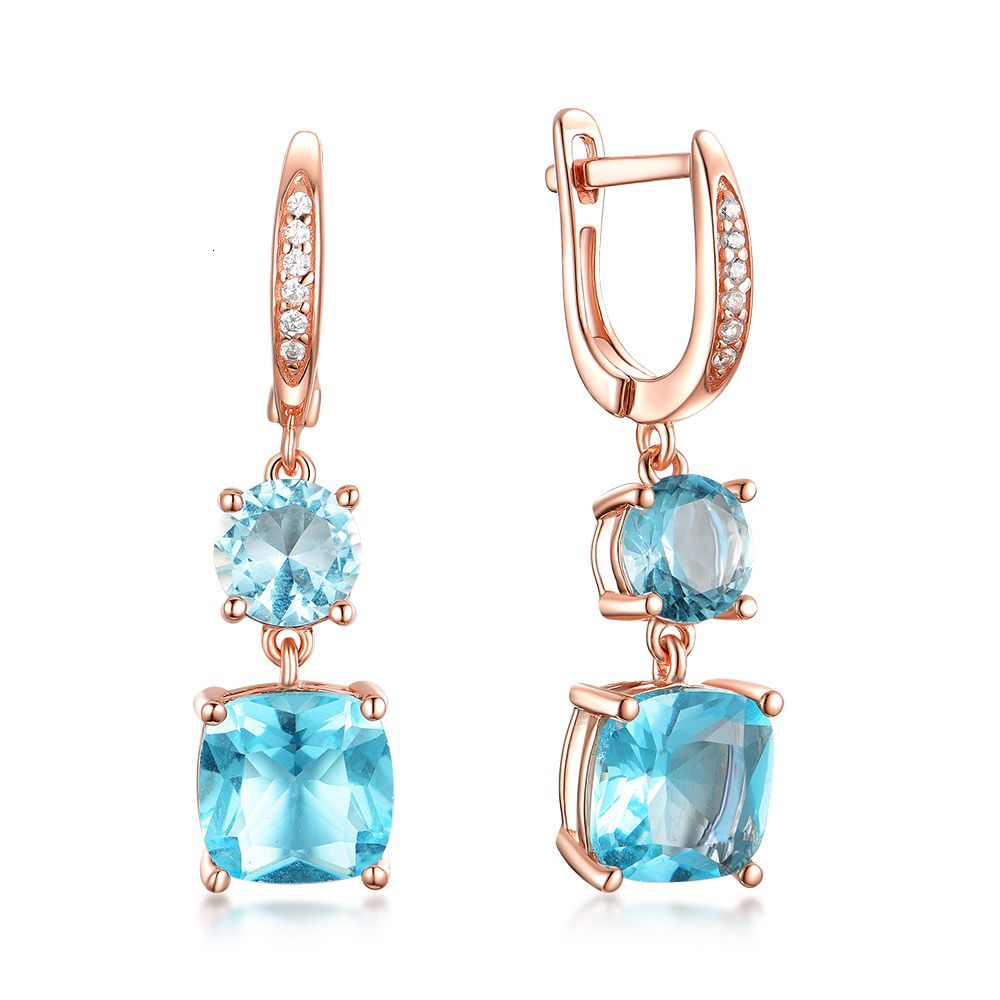 Creat Blue Topaz-White Rhodium Plated