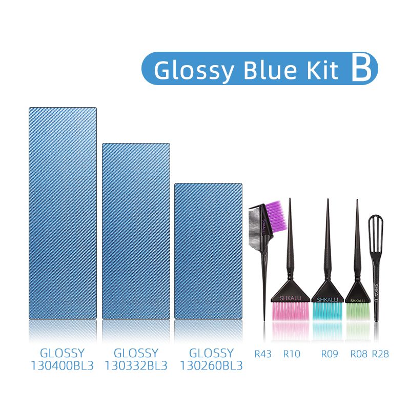 Glanzend blauwe set b