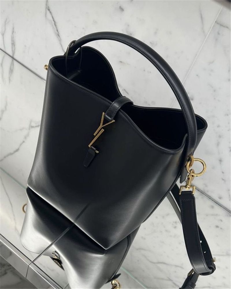 Saint Laurent Le 37 Mini Leather Bucket Bag in Black