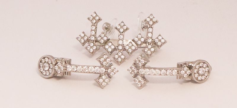 3/Silver Cross Moissanite Diamond Set
