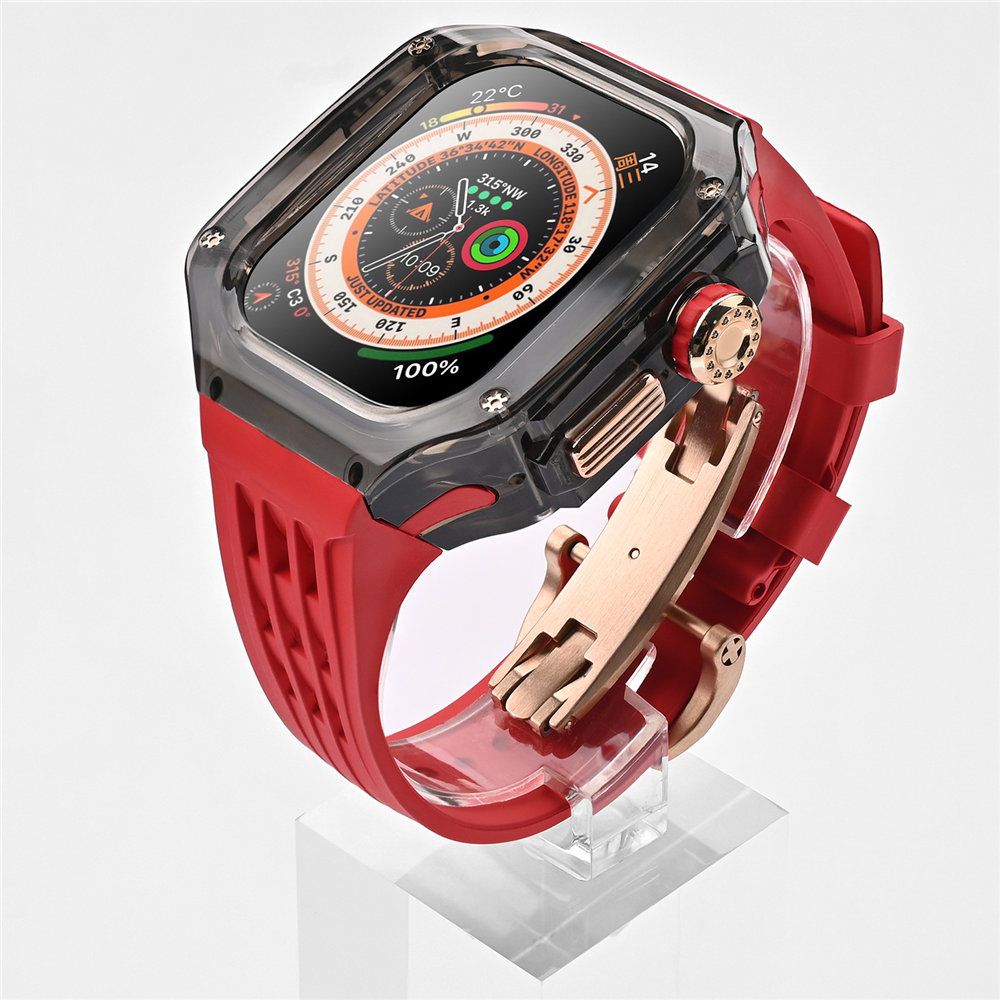 Clear Black/Rose Gold/Red