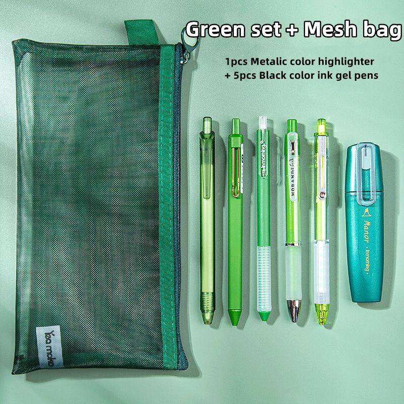 Conjunto de bolsa de malha verde