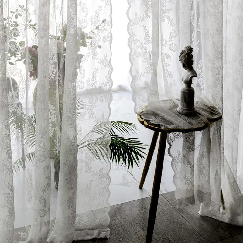white lace curtain