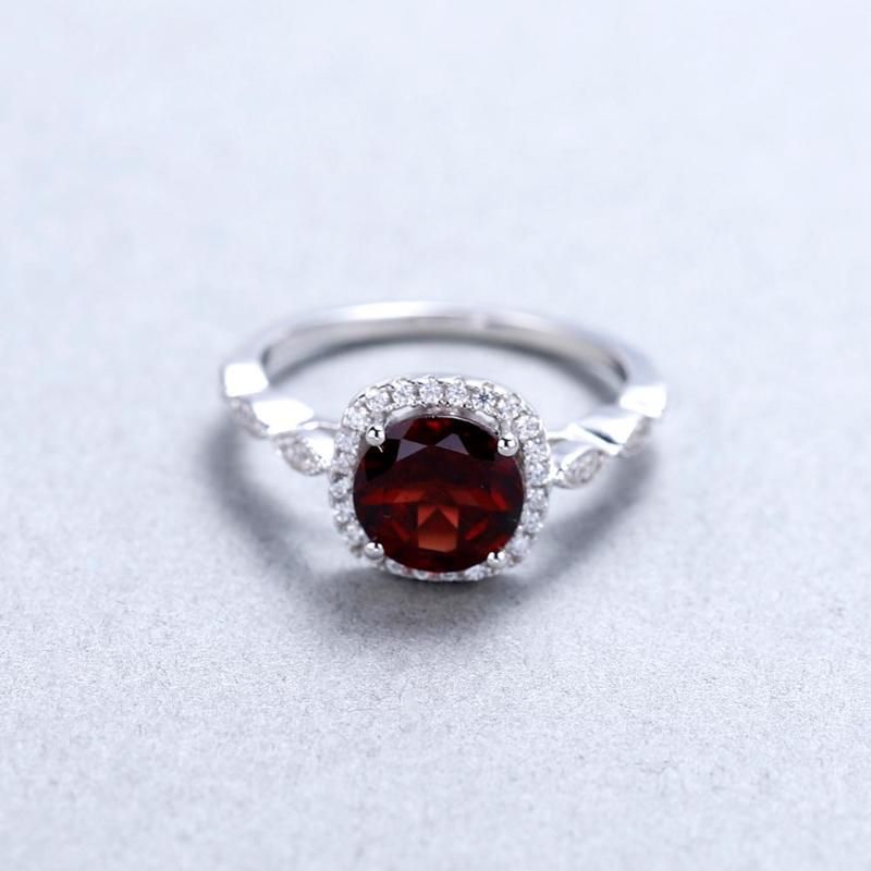 Çin Kırmızı Garnet 925 Gümüş