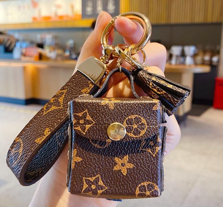 Luxury Leather Coin Purse Key Chain Air Pod Case Bag Charm 