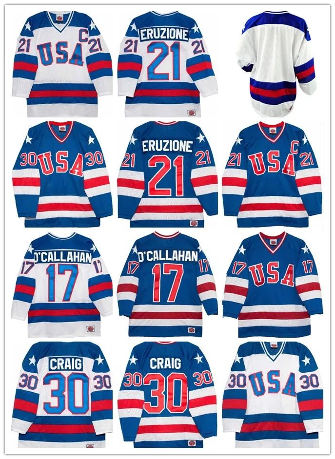 MIKE ERUZIONE 1980 USA Olympic Hockey Jersey - Custom Throwback Jerseys