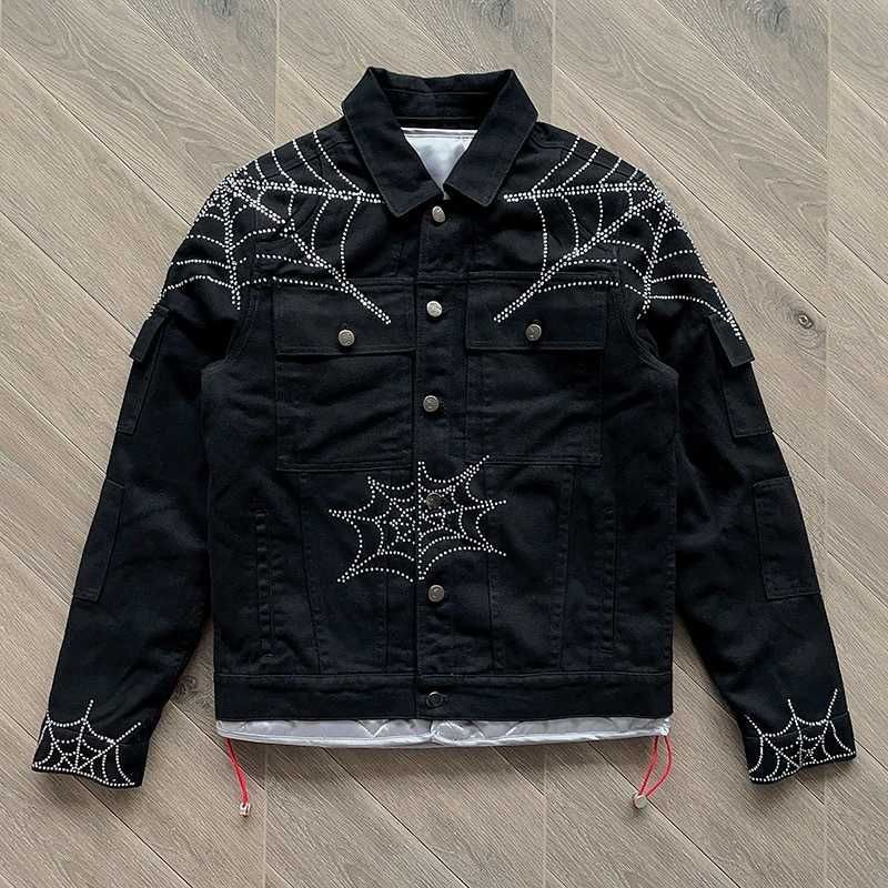 Winter Mens Denim Jacket With Diamond Inlaid Spider Baseball Jacket Sp5der  Designer Jackets Men Women Hip Hop Cardigan Coat From Designertee, $169.75