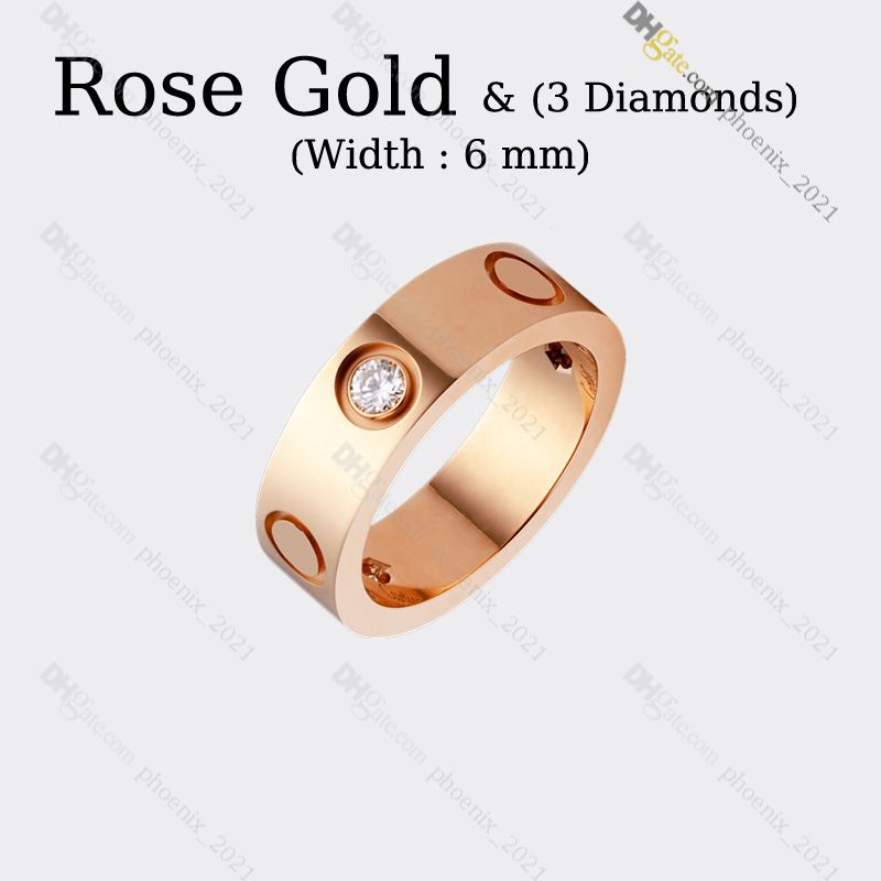 Or rose (6mm) -3 diamant