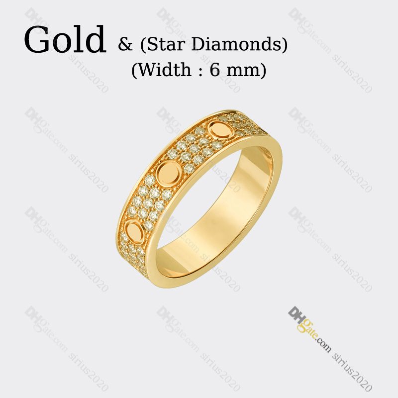 Gold (6mm)-LOVE Ring Star Diamond