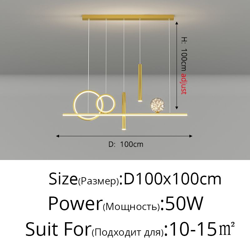 A gold D100cm 50W Cold White no remote