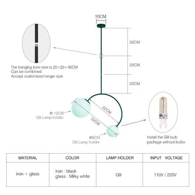 preto tubo de 2 cabeças 20 20 30CM branco quente