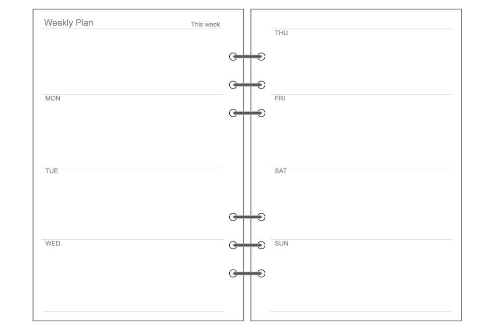 week plan A5 - 45 sheets