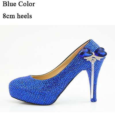 Mavi 8cm topuklu ayakkabılar